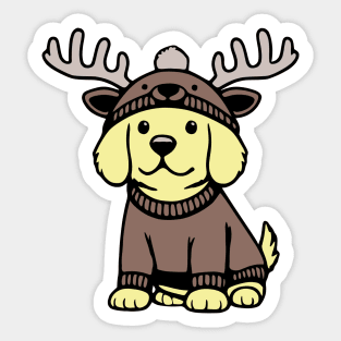 Puppy Reindeer Sticker